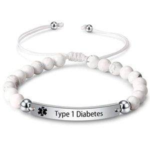 Engraved Bead Type 1 Diabetes Medical Alert ID
